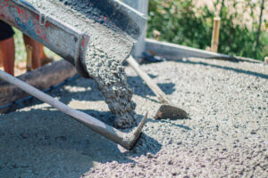Concrete being poured on construction site